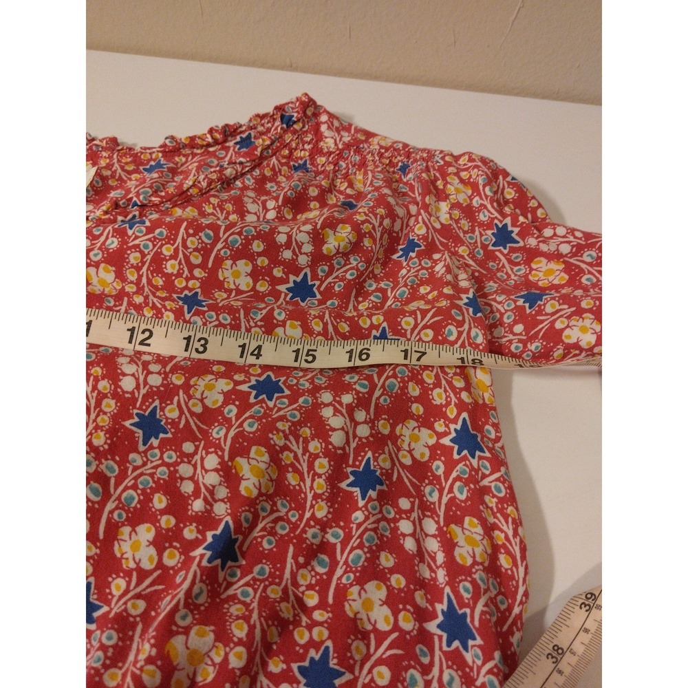 Anthropologie Maeve Floral Ruffled Hem Button Front Marisol Top Size 6 Cottage - Picture 6 of 9